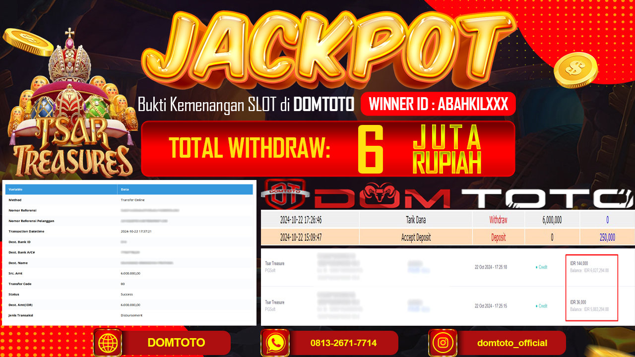 JACKPOT SLOT TSAR TREASURES 22 OKTOBER 2024